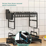 Arkez 2-Tier Rustproof Dish Drying Rack – Large Capacity with Drainboard