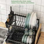 Arkez 2-Tier Rustproof Dish Drying Rack – Large Capacity with Drainboard