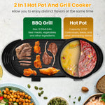 Arkez 2200W 2-in-1 Electric Hot Pot & BBQ Grill – 5-Gear Dual Control